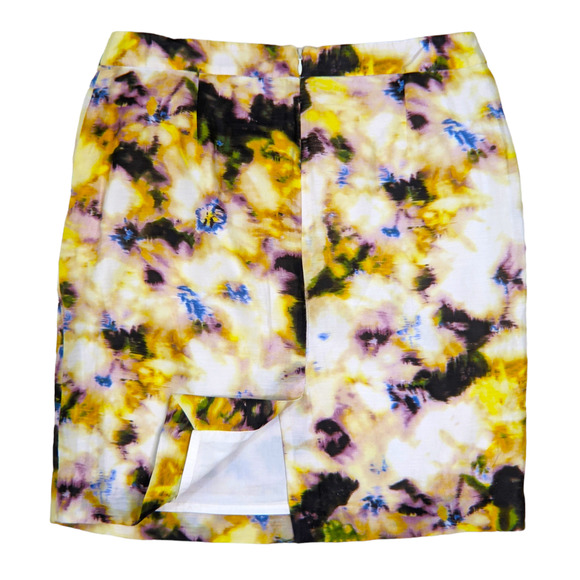 Womens J Crew Pencil Skirt Tie Dye Linen Multicolor Waistband Slit Midi Y2K 8 - Picture 5 of 7